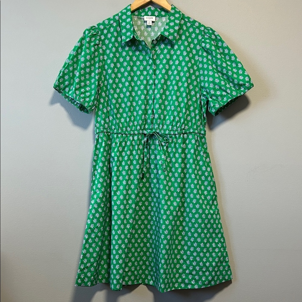 J. Crew Factory Collared Puff Sleeve Preppy Cottagecore Mini Dress Size 12